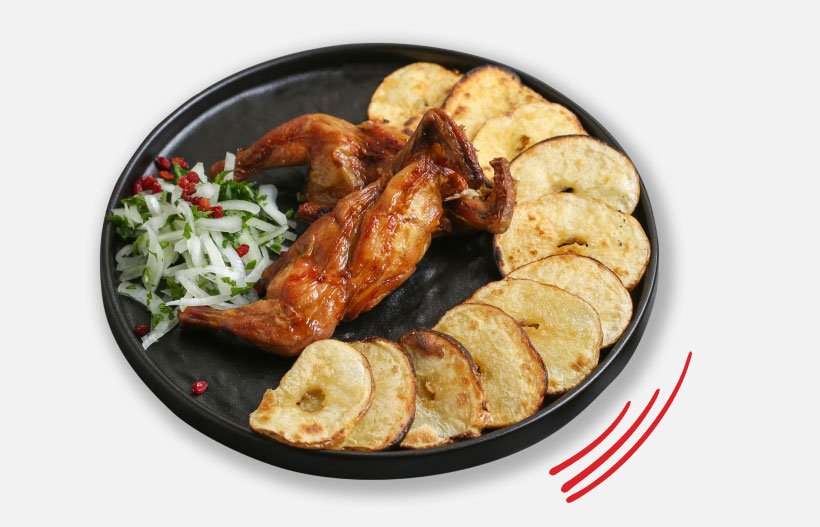 Chick barbecue with potatoes